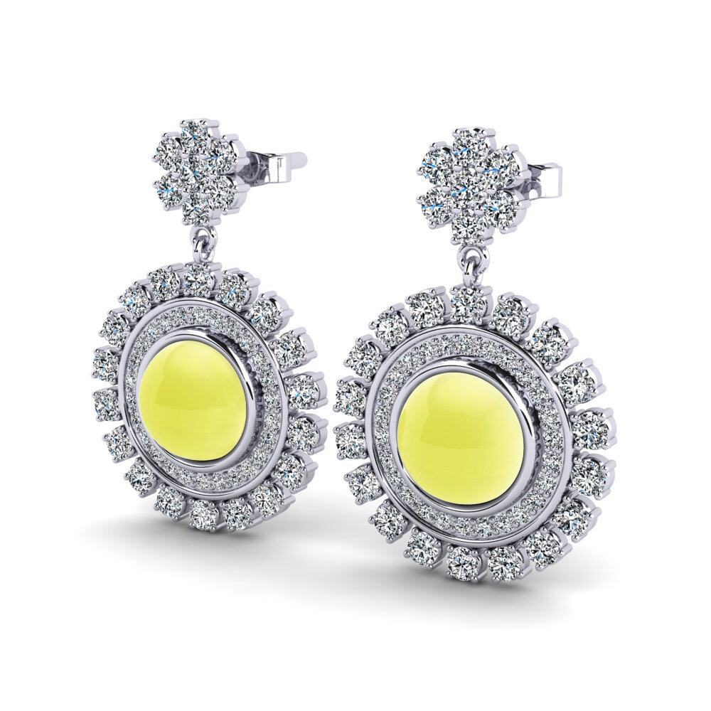 Đá Cabochon Topaz Vàng Bông tai nữ Ziva