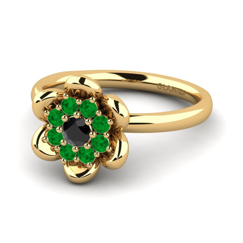 14ct Yellow Gold Black Diamond Ring Zulmarie