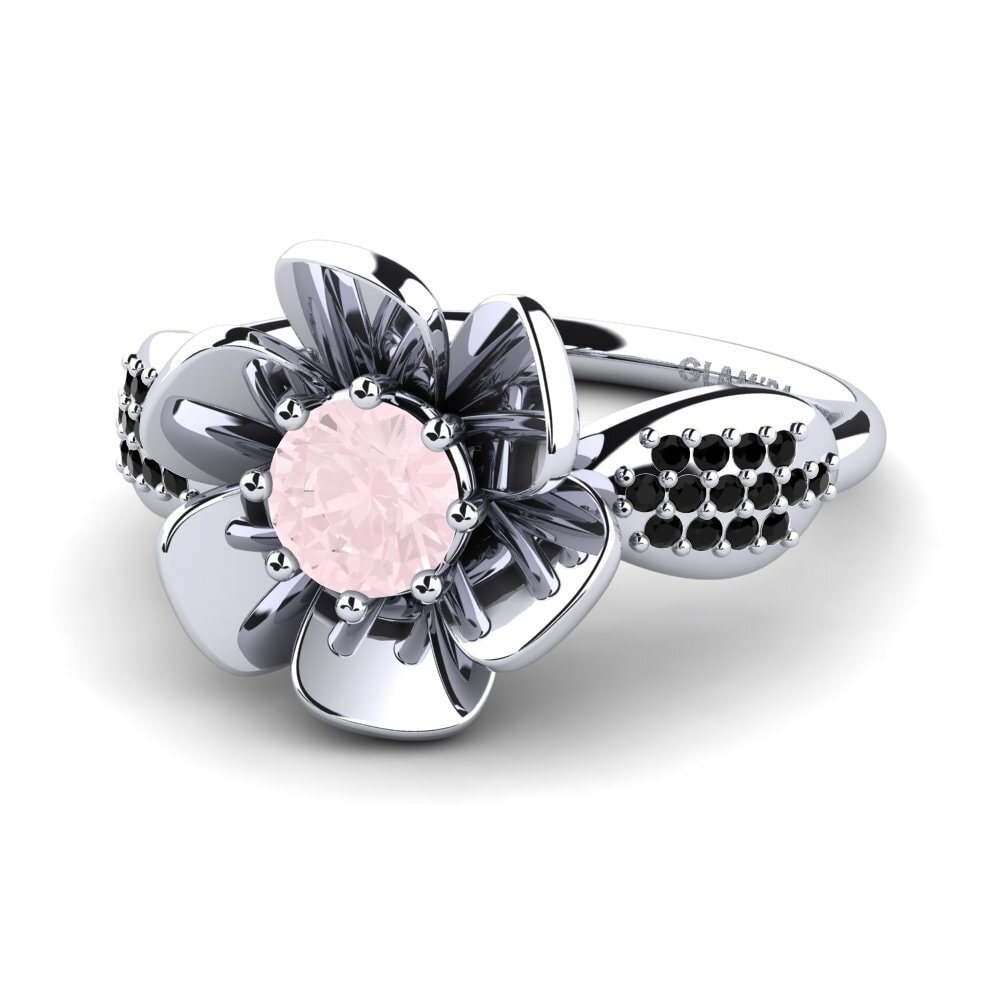 Or Blanc 9k Quartz Rose Bague Zurielys