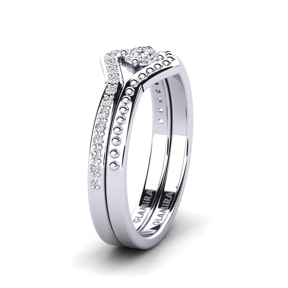 Offrez GLAMIRA Anneau empilable Shappe - Set en Or Blanc 9k Diamant De ...