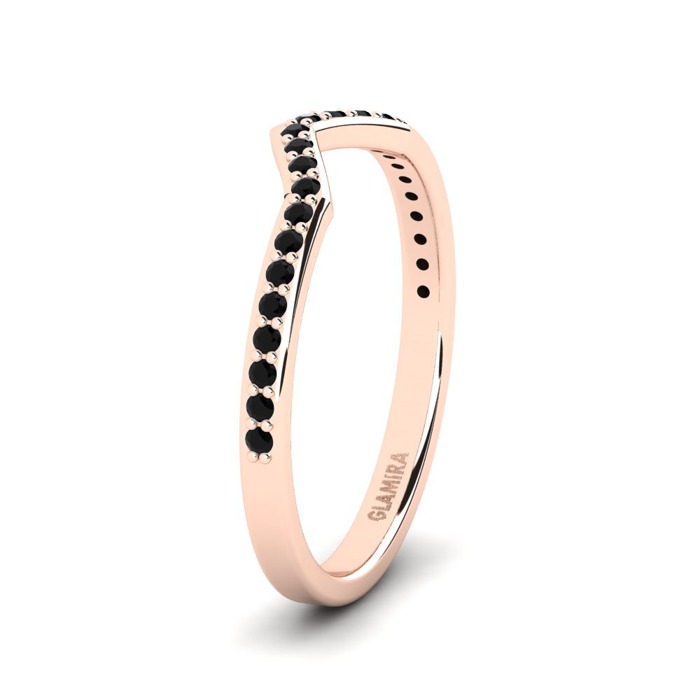 Alliances pour femmes Or rose 14k Diamant Noir Shaped