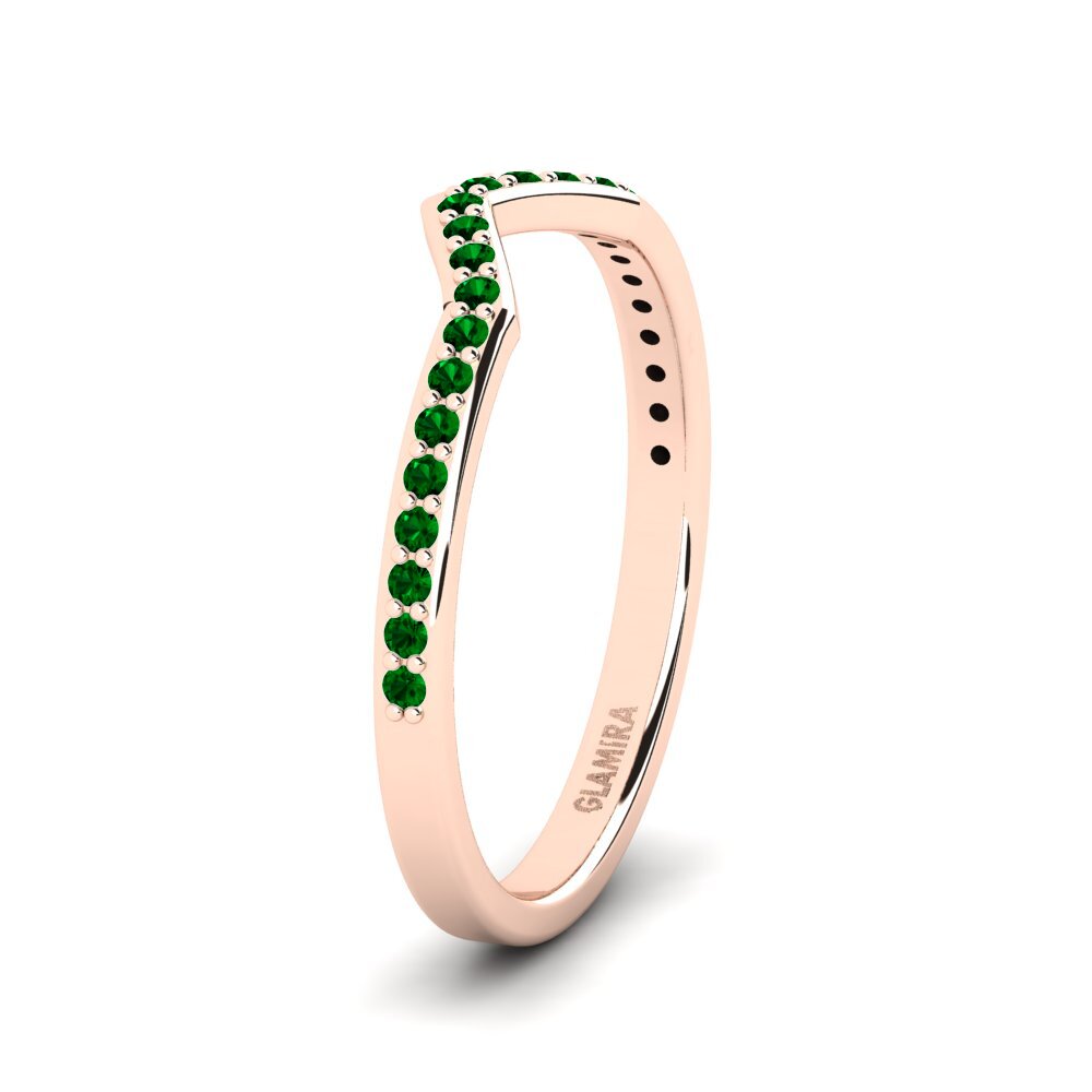 Alliances pour femmes Or rose 14k Zircone Vert Shaped