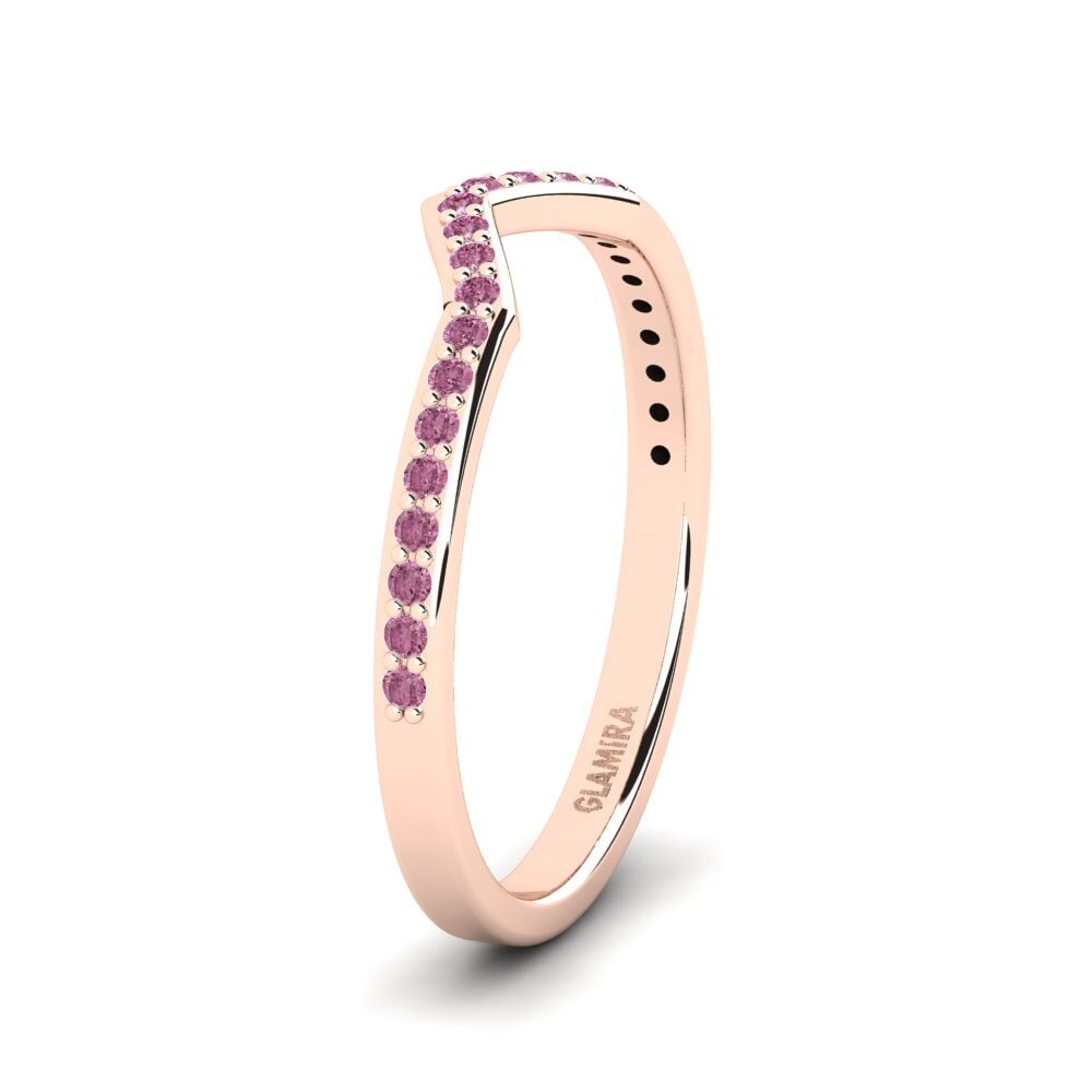 Alliances pour femmes Or rose 14k Grenat de Rhodolite Shaped