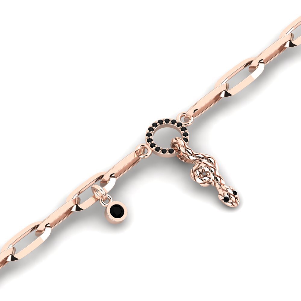 14ct Rose Gold Round Black Diamond Women's Bracelet Contextualization view 4