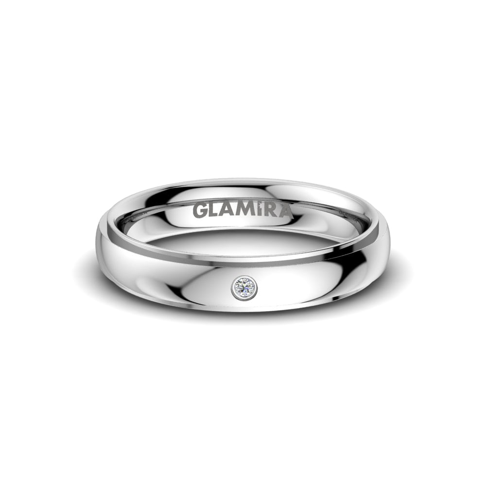 9ct White Gold Round Zirconia Wedding Ring Alluring Tear 4 mm view 4