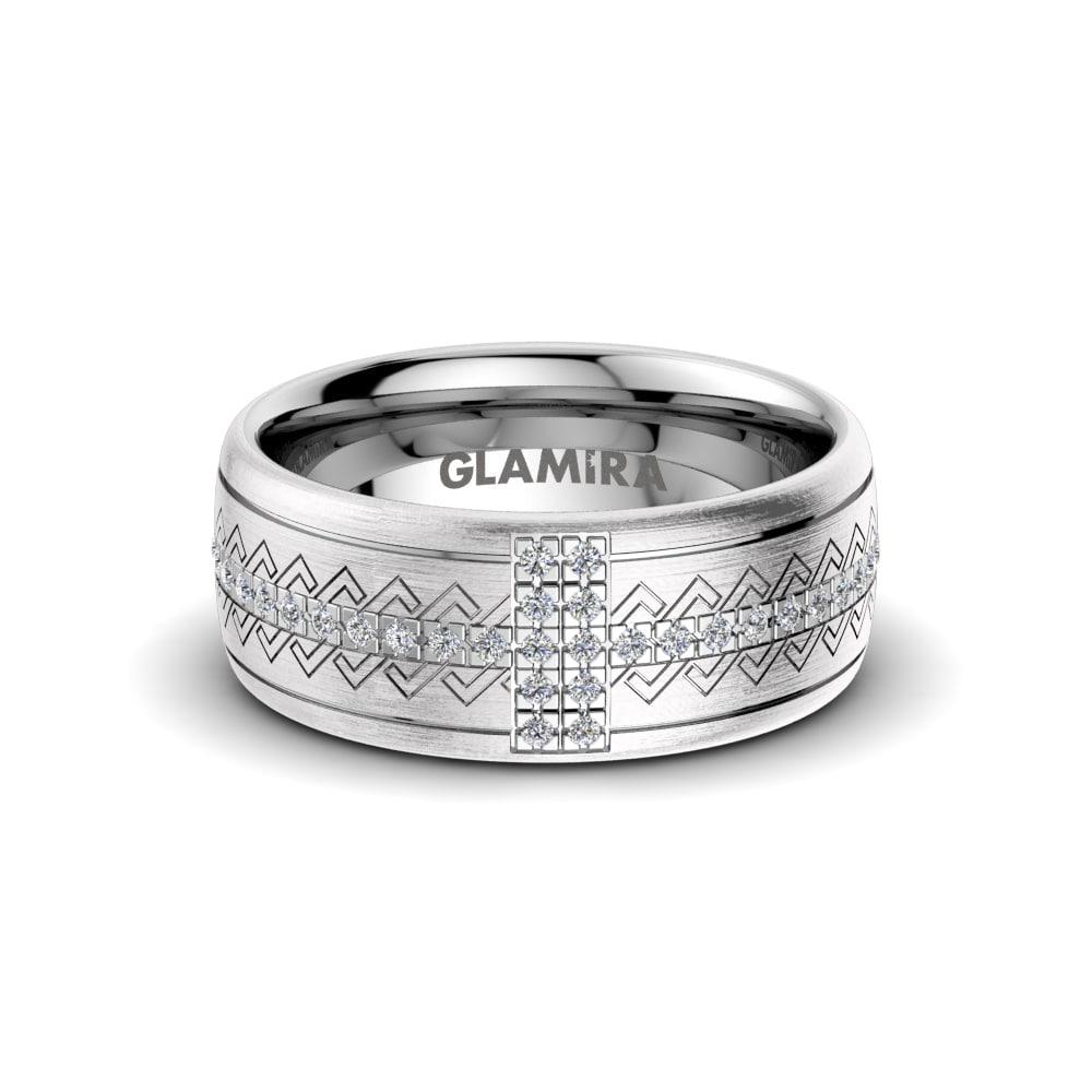 Beli Cincin kawin Exotic Chain 8 mm dalam Emas Putih 585 Berlian 0.27 ...