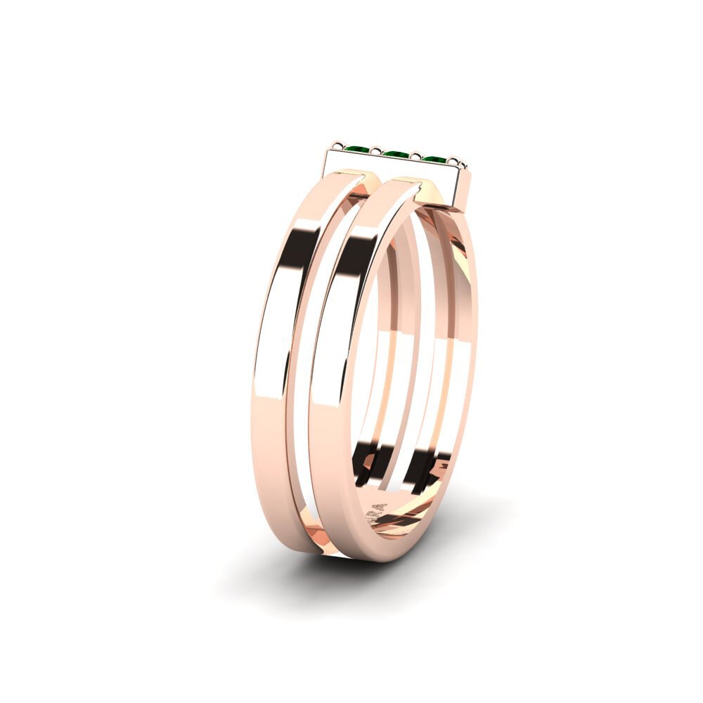 Alliances pour femmes Or rose 14k Zircone Vert Mode