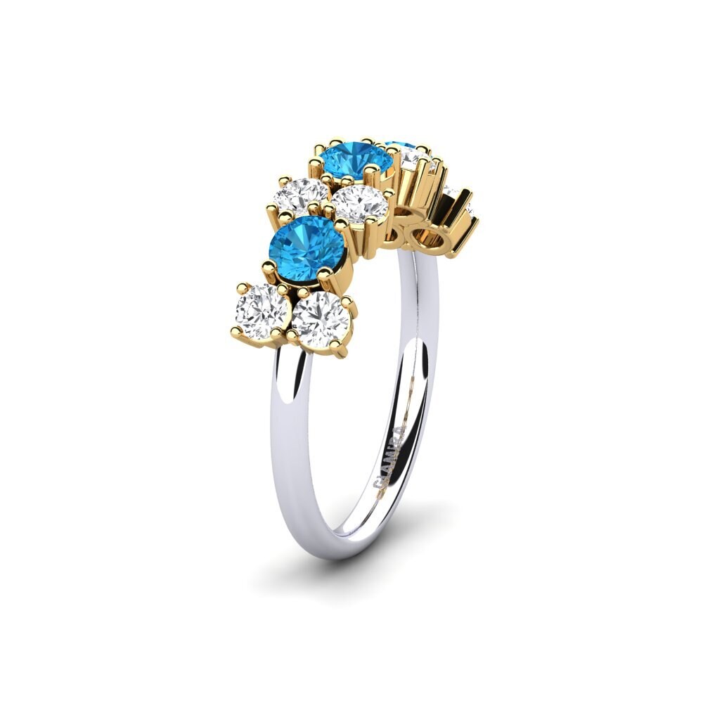 Alliances pour femmes Or Blanc & Jaune 14k Topaze Bleue Éternité