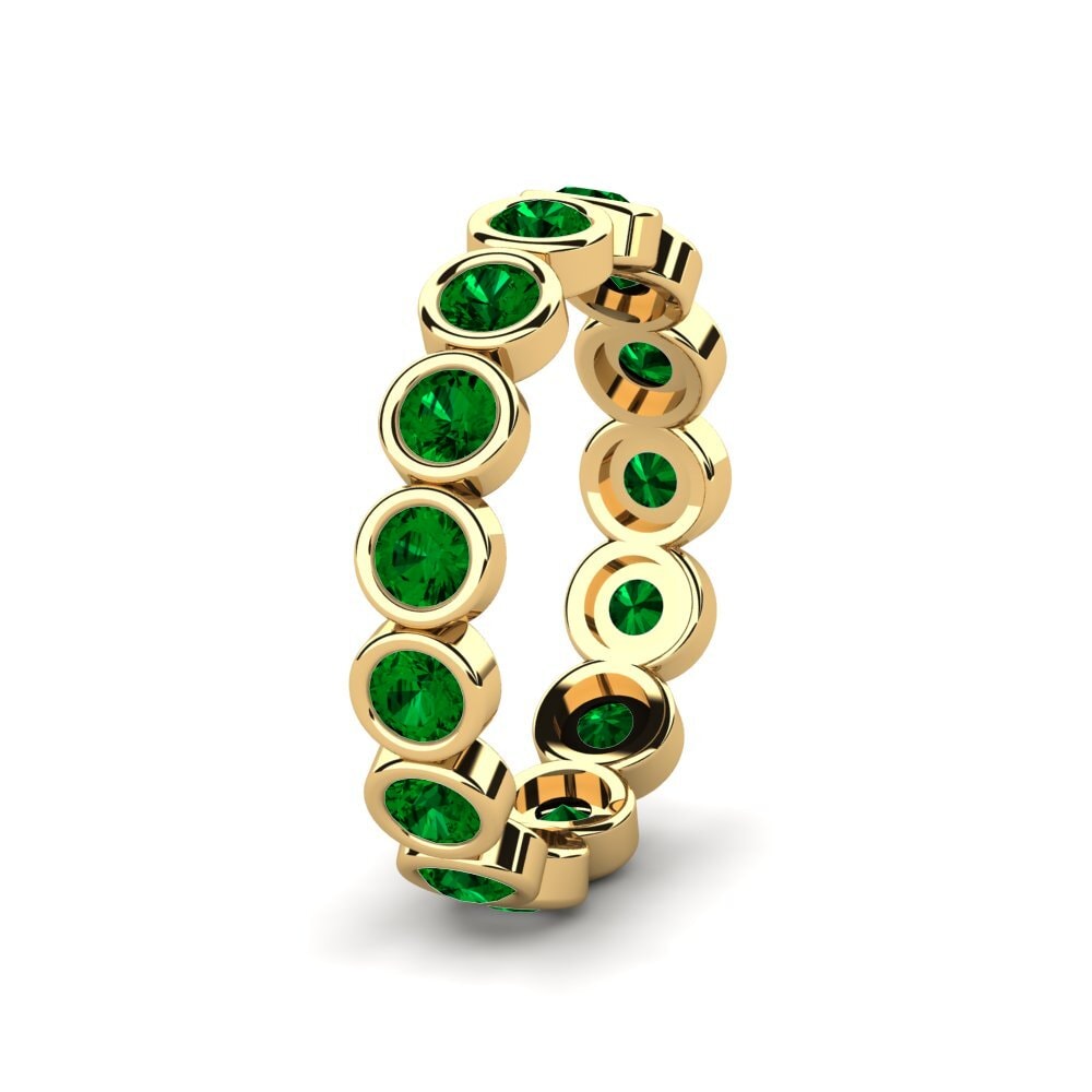 Alliances pour femmes Or Jaune 14k Zircone Vert Éternité
