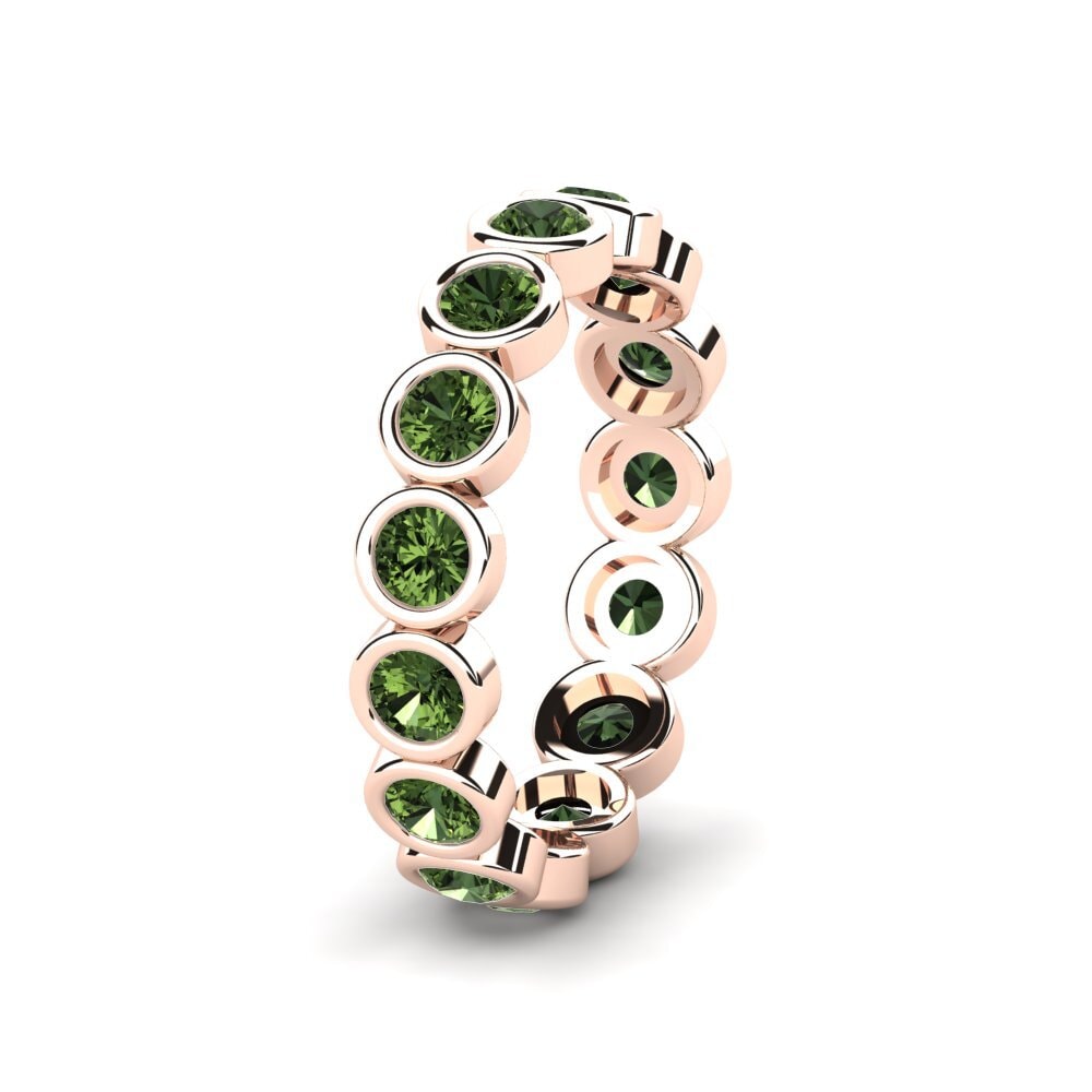 Alliances pour femmes Or rose 14k Saphir vert Éternité