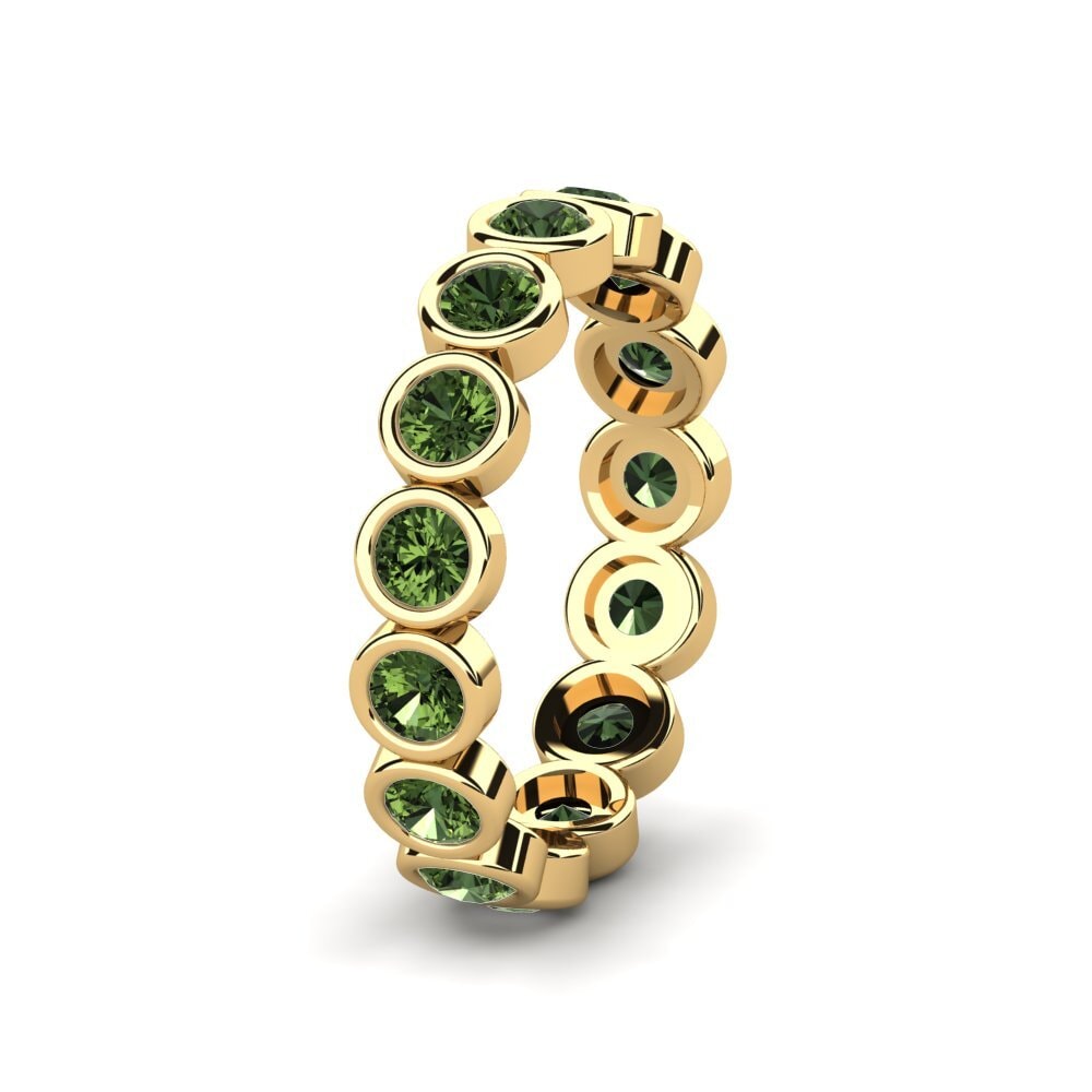 Alliances pour femmes Or Jaune 14k Saphir vert Éternité