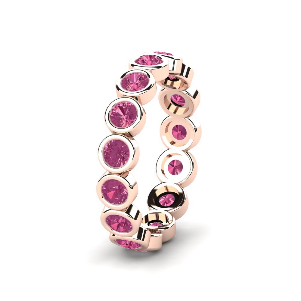Alliances pour femmes Or rose 14k Tourmaline Rose Éternité