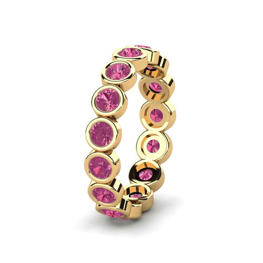 Alliances pour femmes Or Jaune 14k Tourmaline Rose Éternité