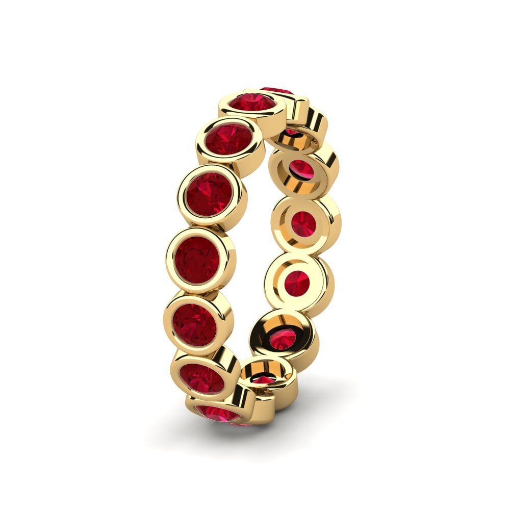Alliances pour femmes Or Jaune 14k Zircone Rouge Éternité