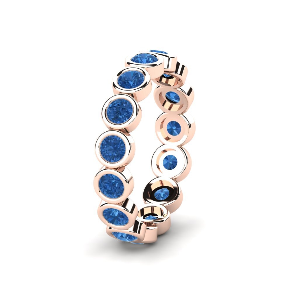 Alliances pour femmes Or rose 14k Zircone Bleu Foncé Éternité