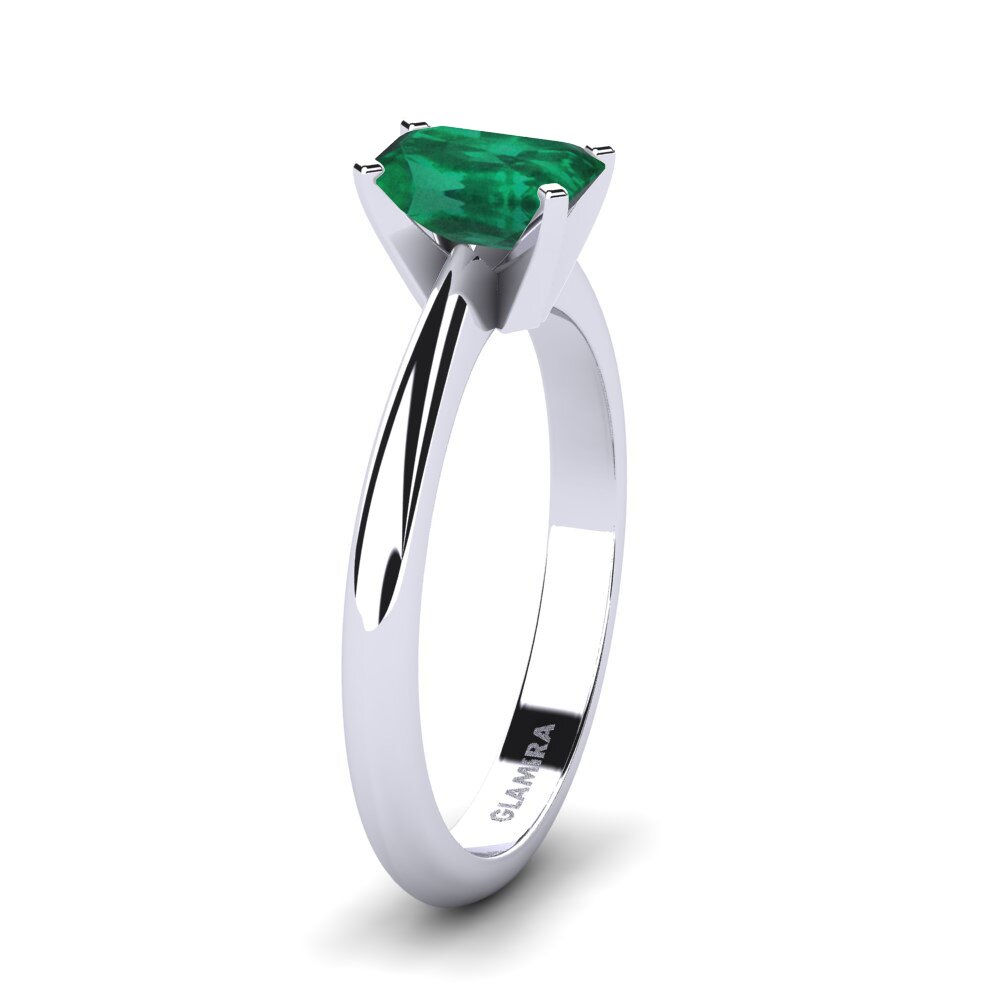 Bague Fiançailles émeraude Verte 2.75 Carats Lab - Or Blanc 14k - Taille Personnalisable 4 à 12 - Neuf