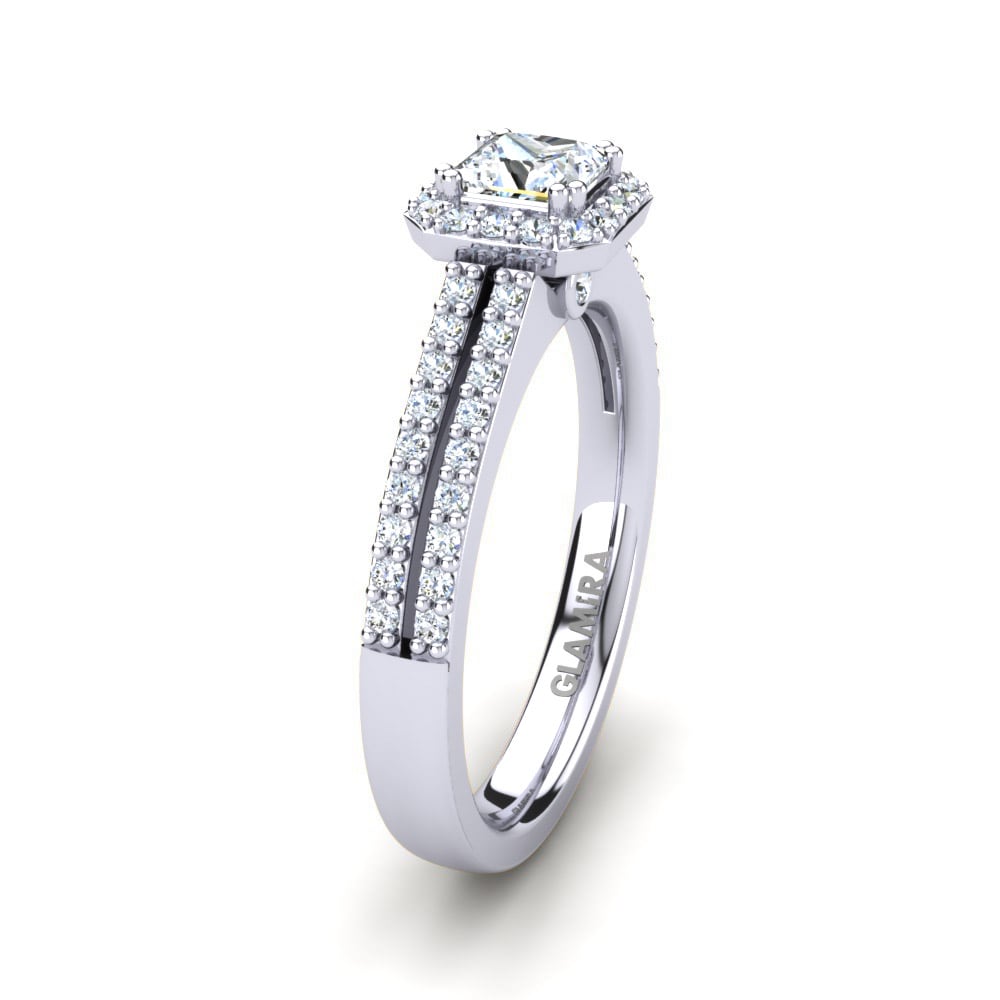 Bague De Fiançailles Diamant Simulé Princesse 2,50 Ct - Or Blanc 14 Carats, Taille Personnalisable