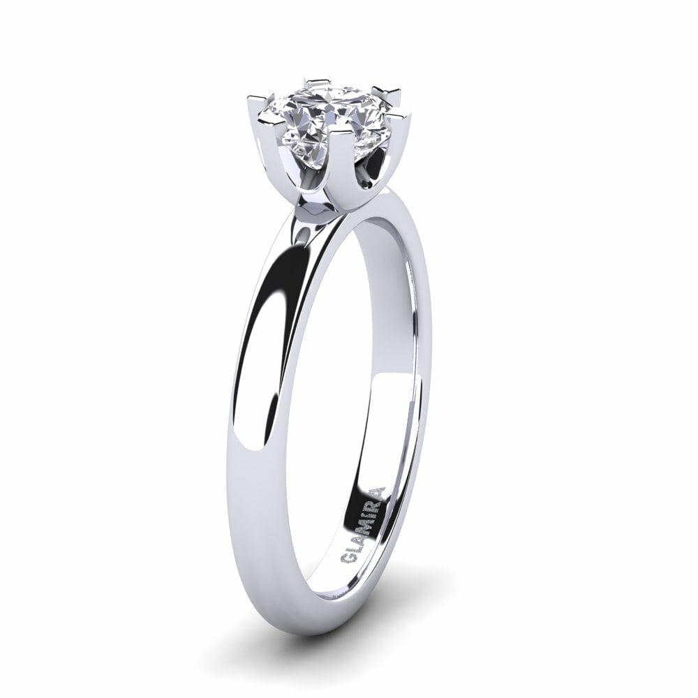 Bague Solitaire Diamant 1,22 Carat F/SI1-SI2 Or Blanc 14 Carats - Taille Ronde