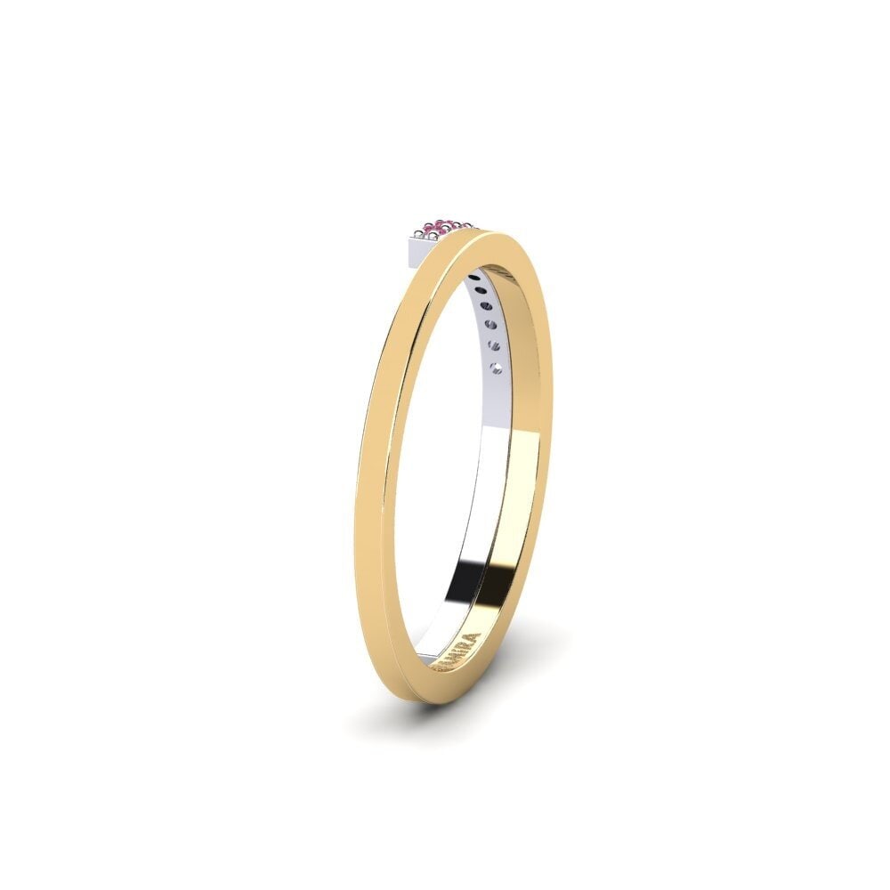 Alliances pour femmes Or Jaune & Blanc 14k Grenat de Rhodolite Mode