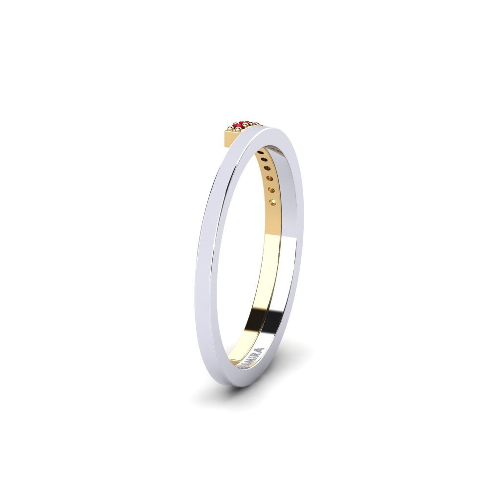 Alliances pour femmes Or Blanc & Jaune 14k Zircone Rouge Mode