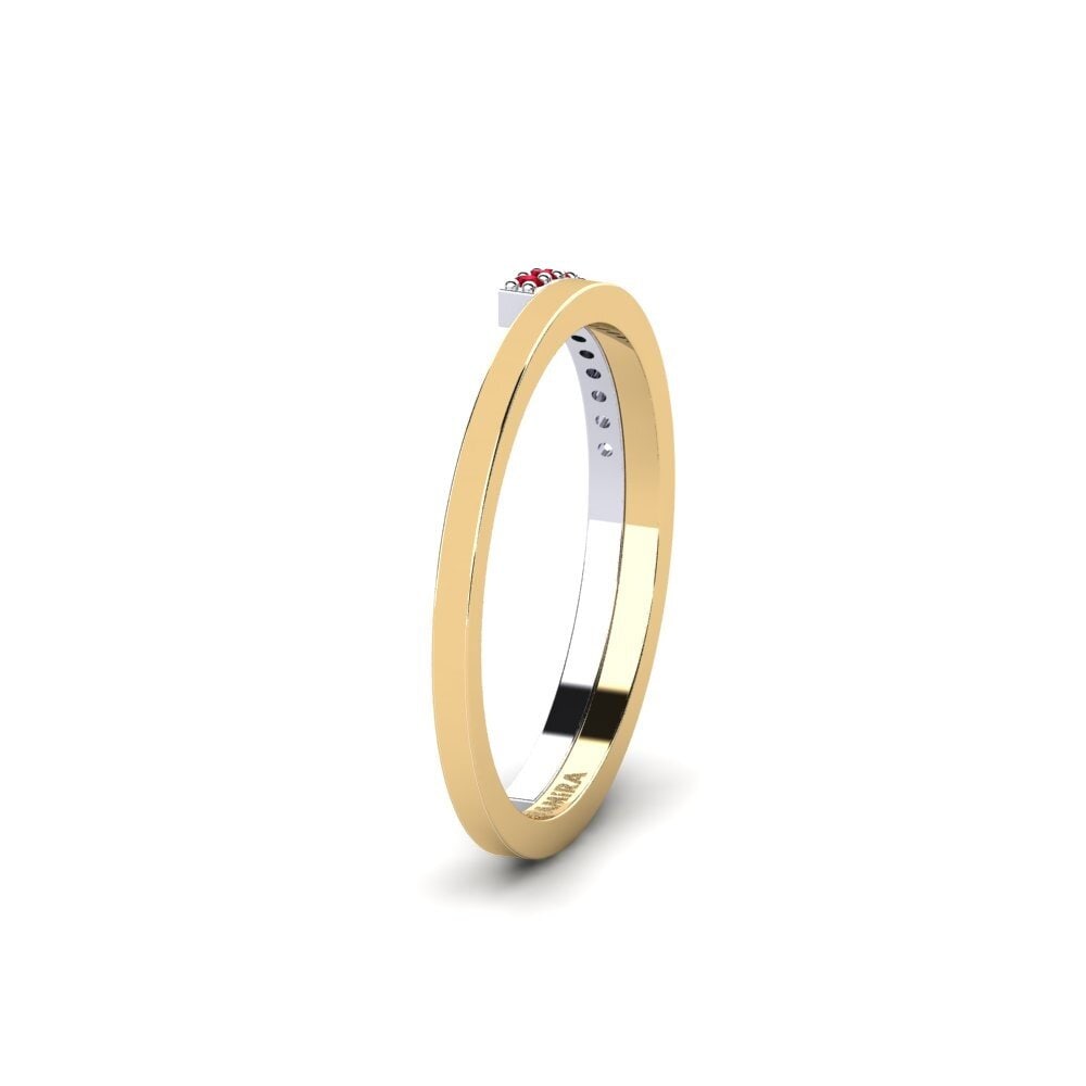 Alliances pour femmes Or Jaune & Blanc 14k Zircone Rouge Mode