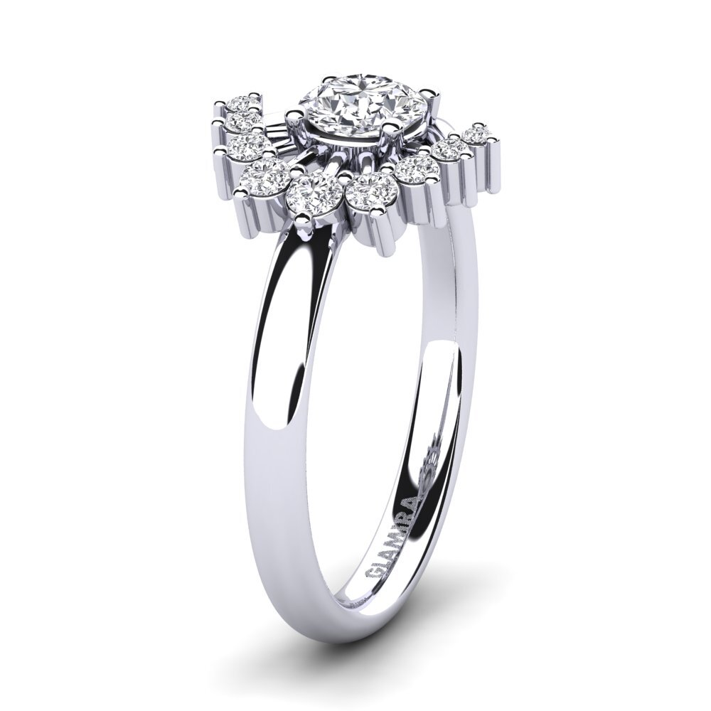Bague De Fiançailles Or Blanc 14k Avec Diamant Simulé 5 Carats - Taille Ronde, Taille 10 - Neuve