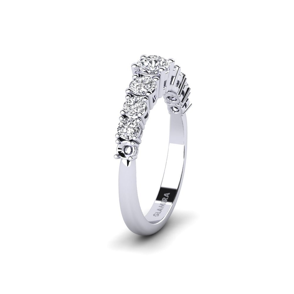 Bague Fiançailles Saphir De Labo 3,25 Ct - Or Blanc 14k - Coupe Ronde - Taille 8.5 (ajustable) - Neuf