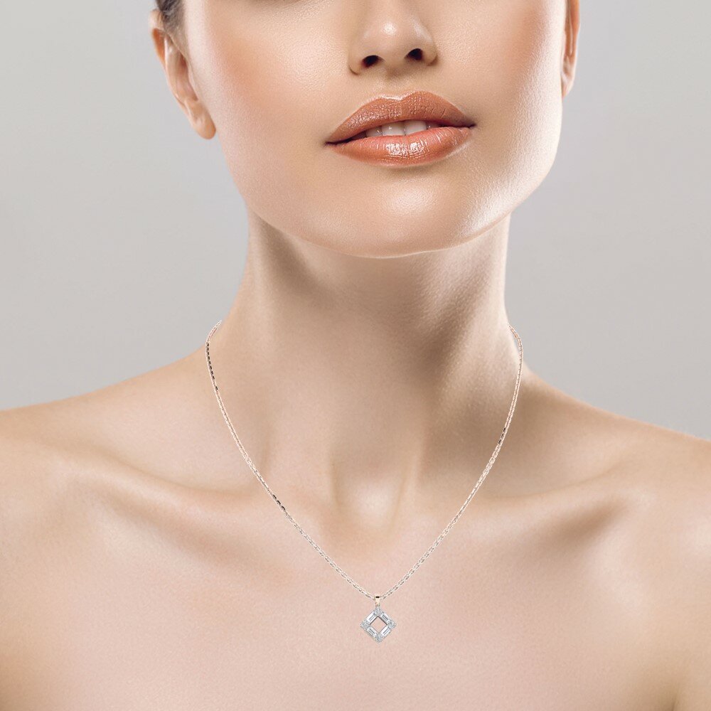 14k Oro Rosa Baguette Diamante cultivado en laboratorio Colgante de Mujer Gurgen view 4