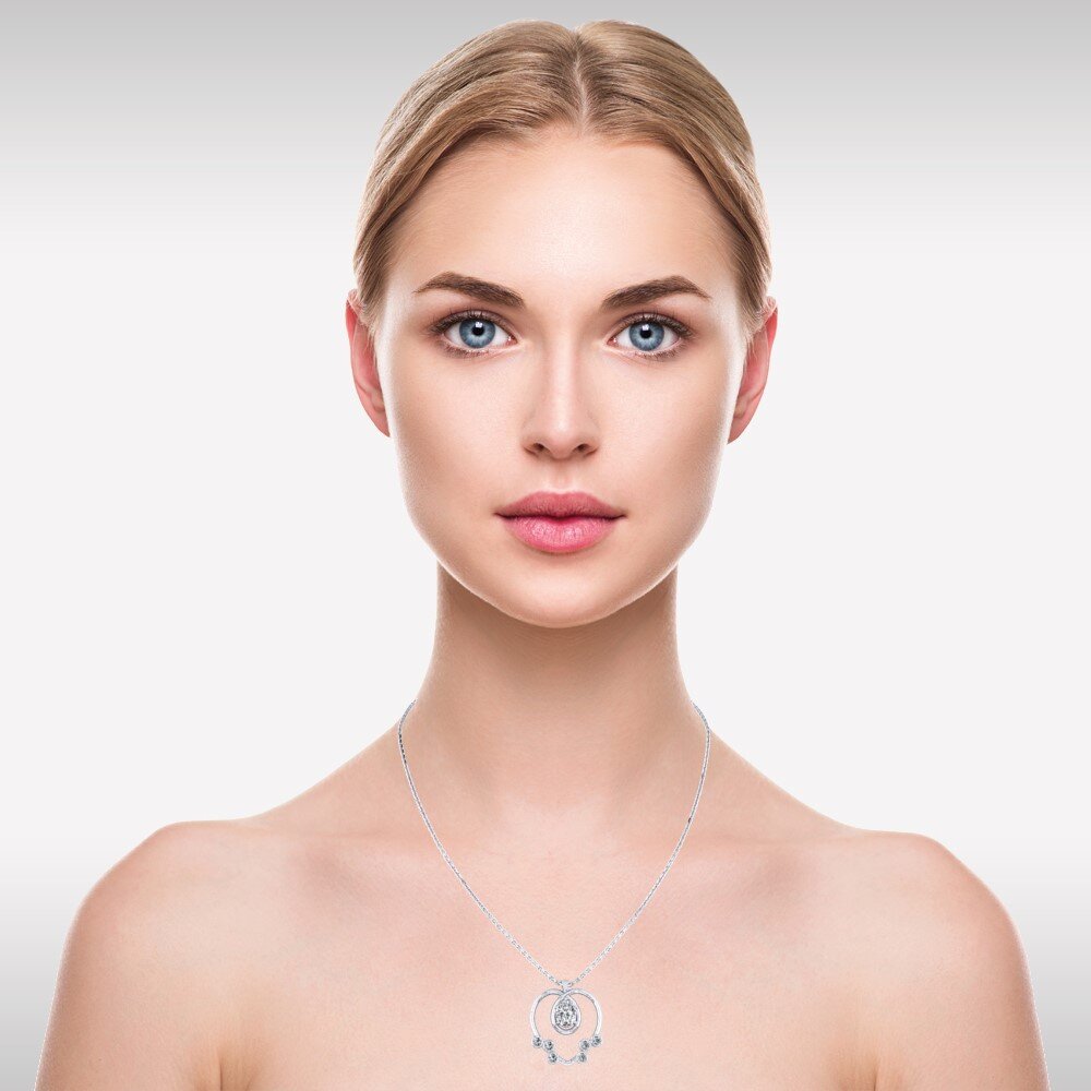 Pendentif En Moissanite Ovale 1 Ct - Couleur E, Clarté VVS2, Monture Or Argenté 925, Neuf Avec étiquettes
