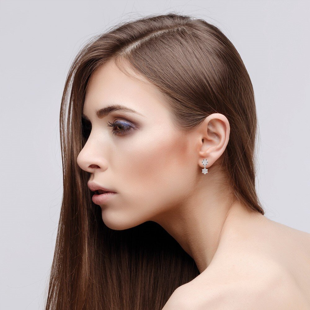 Blanie Roper Pedir Pendiente de mujer Blanie en corte Redondo 0.42 Quilates Plata ...