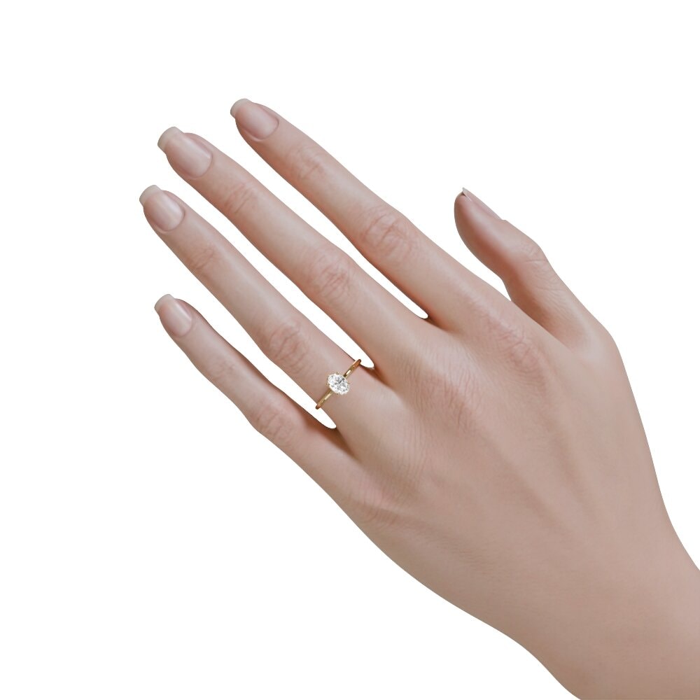 14K Geel Goud Ovaal Witte Saffier Verlovingsring Ayoova view 6